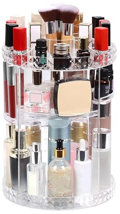 SAVOSWEET 360 Grad drehbarer Make-up-Organizer, Acryl Make-up Organizer für Parfüm Kosmetik Lippenstift, große Kapazität Make-up Aufbewahrung für Frauen, Mädchen (Transparent)