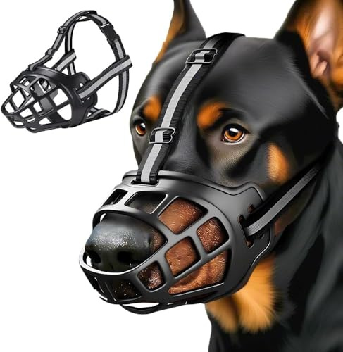 TTPSRY Bozal Perro Goma Blanda Transpirable y Cómodo Duradero Beber sin Estrés Tamaño Ajustable para Perros Medianos o Grandes (4#)