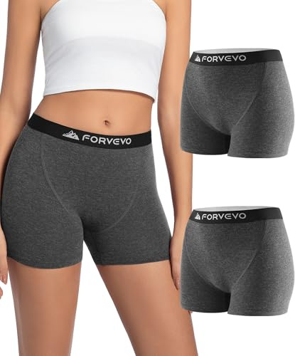 FORVEVO Lot de 2 caleçons boxeurs en laine mérinos pour femme - Respirant - Culotte sèche pour femme, Gris foncé, Small