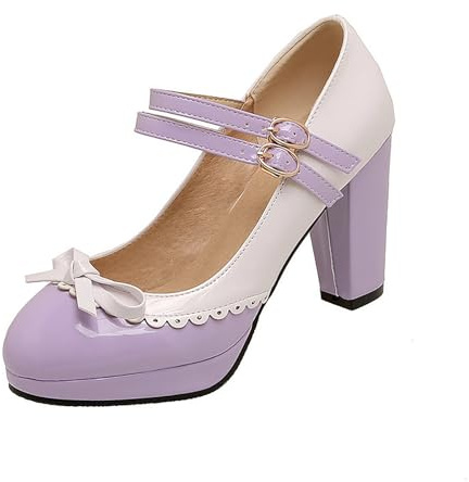 BGFCDFGV Rosett färgblockad lack läder spänne lacrosse,Purple,44 EU