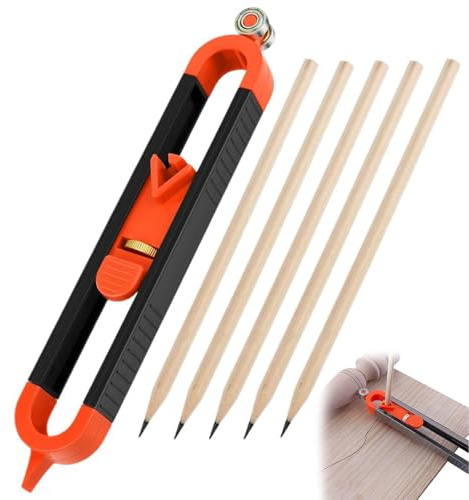 Calibro Di Contorno Preciso,Calibro Contorno Irregolare con 5 Matite,Calibro Contorno con Serratura,Righello Tracciamento del Profilo,Duplicator di Contorni Irregolare Righello di Misura