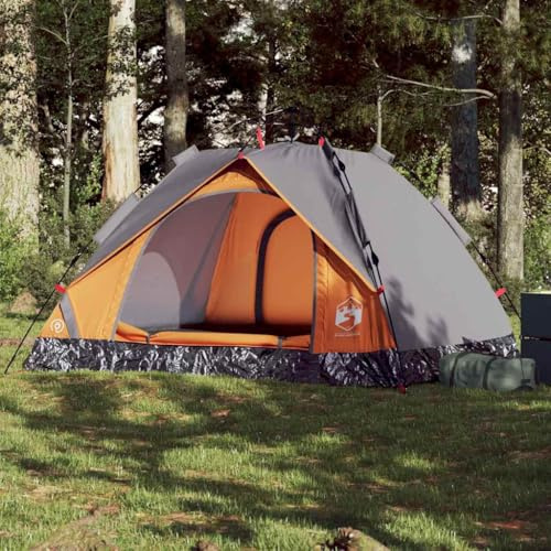 Tente gonflable, tente de camping dôme pour 3 personnes, gris et orange, tente gonflable pour le camping, la plage et les activités de plein air