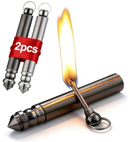 Paquet de 2 Allume-feu en Silex d'allumette en métal à Allumette permanente, bâtons Briquet immortel réutilisable for Le Camping randonnée équipement de Survie d'urgence