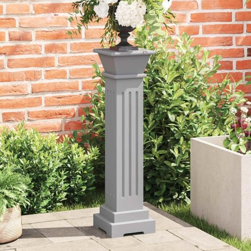 Ziaphsol Columna gris de MDF 17 x 17 x 66 cm para balcón, terraza, salón, jardín de invierno y esquina de jardín, presentación ordenada para macetas y decoración