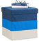 Relaxdays Polster Hocker mit Stauraum, gestreifter Sitzhocker, faltbarer Polsterhocker HBT: 38 x 38 x 38 cm, blau-weiß