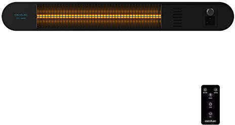 Cecotec Outdoor Heater Ready Warm 8500 Power Aluminium. Halogen-Wandheizung mit Infrarotstrahlung, 2000 W, IP55, 3 Leistungsstufen, Fernbedienung, Timer, Montagesatz