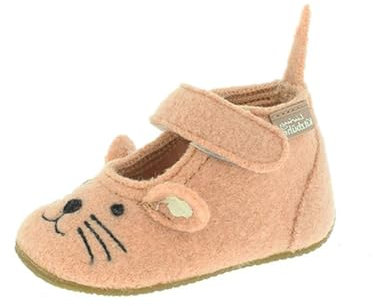 Living Kitzbühel Babyballerina Mäuschen - Weiche Babyhausschuhe aus Wolle - Isolierend, Atmungsaktiv & rutschfest - Handgefertigt in Europa Rose Cloud 30