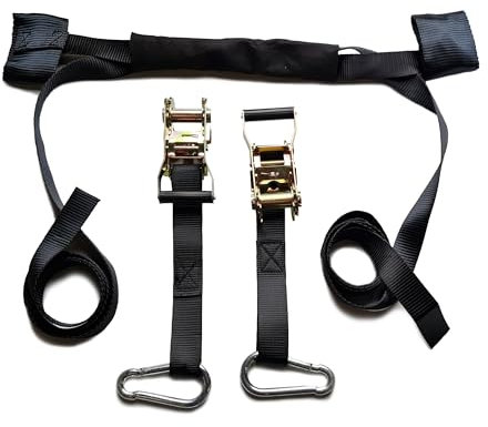 Motorcycle Handlebar Tie Down Straps Heavy Duty, For Transit On Trailers Vans Motorbike Motocross MX Bikes Scooter Quad Bike Handlebar Tiedown Ratchet Straps