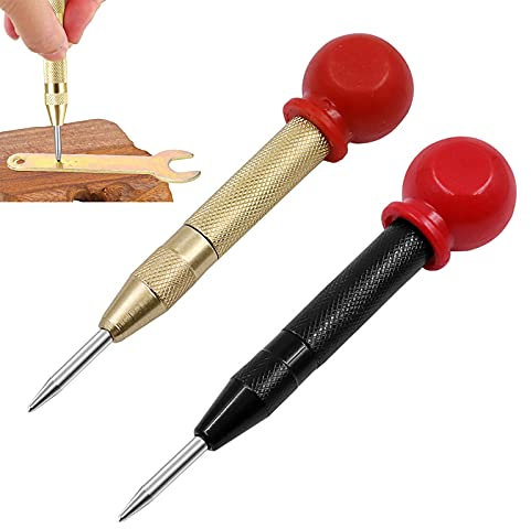 Punzón De Centro Automático 2 Pcs Punzón De Centrar Punzón Automático Para Taladro Central Punzón Central Con Resorte Para Acero Inoxidable Metal Madera o Plástico Dorado Negro 130 Mm