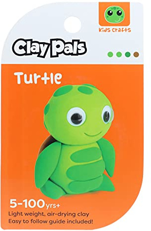 Clay Pals Turtle - Easy Sculpt Fun Fast Air Drying Non Toxic Quick Dry Ultra Light Creative Clay Art and Craft Modelling Set for Kids