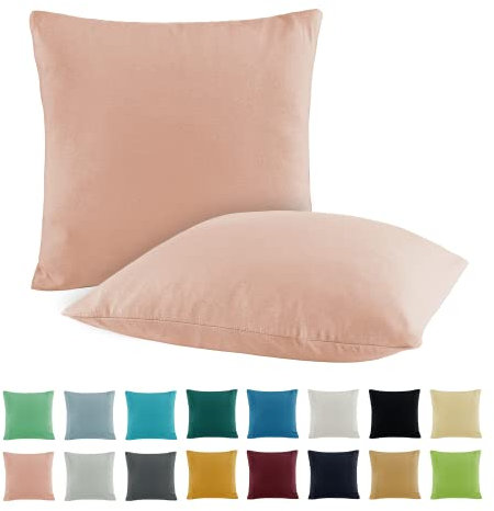 SHC by BaSaTex 2er Pack Jersey Kissenbezüge Kissenhüllen | Kopfkissenbezug aus 100% Baumwolle | 50x50 cm Dekokissen Bezug | Farbe Altrosa Rosa