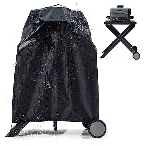 TRAVELIT wasserdichte Abdeckung für Ninja Woodfire Outdoor Grill auf seinem Ständer, wetterbeständiges BBQ Grillzubehör, kompatibel mit Ninja Smoker Grill OG701 OG751 OG700 Serie, Schwarz (nur