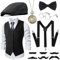 GOKINDOR 20er Jahre Kostüm Herren Accessoires, Peaky Blinders Kostüm Mafia Karneval Kostüm Herren, 20er Jahre Accessoires, Kostüme Herren Herren Kostüm Set Deko(M)