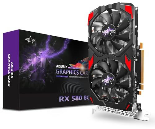 Kelinx AISURIX RX 580 Scheda grafica, 2048SP, Real 8GB, GDDR5, 256 bit, scheda video per PC gaming, 2XDP, HDMI, PCI Express 3.0 con fermo ventola per desktop computer Gaming Gpu