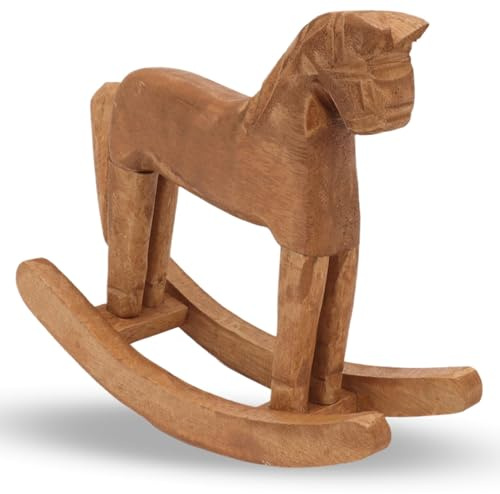 Gsycle Cavallo a Dondolo in Legno, Figurine di Cavalli Artigianato di Cavalli in Legno Vintage Figurine D'arte Decorazione del Cavallo a Dondolo Per L'ufficio della Camera da Letto di Casa