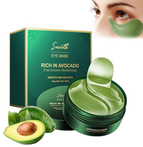 Patch Occhiaie e Borse Collagene,Aminoacido e Collagene,Patch Idrogel per Gli Occhi,Maschera per Gli Occhi con Acido Ialuronico,Maschera Idratante per Occhi Idratante,Avocado,80g,60pcs