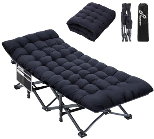 lit de Camp avec Matelas pour Adultes, 71/81cm lit de Camp Pliable 1 Personne Charge Jusqu'à 204 Kg pour Camping, Les Voyages, la Maison, Jardin