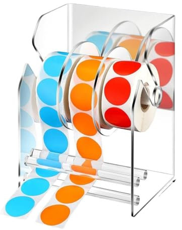 Hurromy Etikettenspender, verstellbar, für Aufkleber-Rollen, aus Acryl, Rollenhalter, selbstklebend, transparent