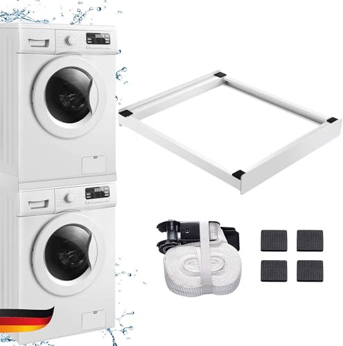 DELUKE® Verbindungsrahmen für Waschmaschine/Trockner LOTI - 60cm Breit, Universal | Zwischenbaurahmen Waschmaschinen Trockner Zwischenbausatz Stapelbausatz Waschmaschinenzubehör
