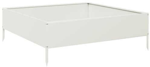 vidaXL Hochbeet, Pflanzbeet Pflanzkasten Offene Unterseite, Gemüsebeet Kräuterbeet Erhöhtes Design, Gartenbeet Blumenkasten Kompostbehälter, Weiß Stahl