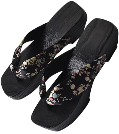 TOGEVAL 1paio Ciabatte Creative Legno Per Sandali Clog Giapponesi Design Unisex Antiscivolo Comfort e Stile Per Spiaggia e Satinato Taglia