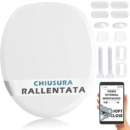 HAND Copriwater a Chiusura Rallentata, Universale con Misure Regolabili, Sgancio Rapido, Cerniere in Acciaio Inox, Antiruggine, Sedile Copriwater, Tavoletta WC, Chiusura Ammortizzata (Ideal)