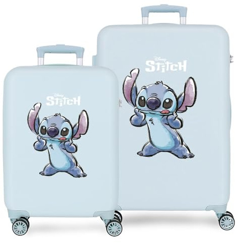 Joumma Disney Stitch Naughty Juego de Maletas Azul 55/65 cms Rígido 7,28 kgs Cierre de combinación Lateral ABS 7,28 kgs 91L Equipaje de Mano