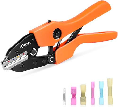 KF CPTEC Crimpzange für Schrumpfverbinder 0,5-8,0 mm² (AWG 22-8) – Krimperzange Kabelschuhe mit Ratschenfunktion, Crimpzangen geeignet für Schrumpf-Stoßverbindern