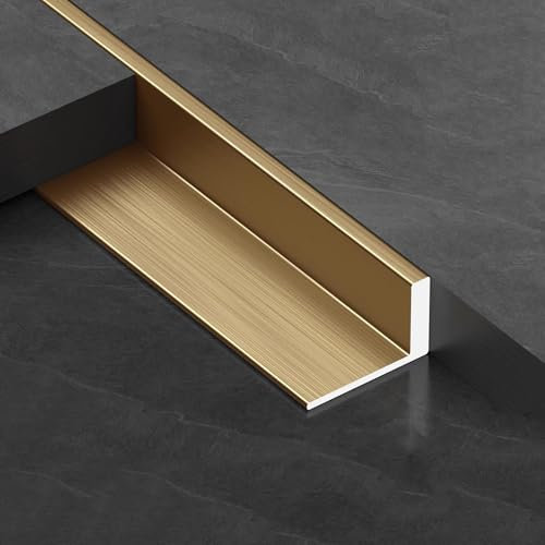 WJYWX Edge Protection L-profile Tile Rail, Long 90CM*3 Tile Edging Profile Tile Edging Strip For Ceramic Tiles, Floors, Paneling(Brushed Bronze,18mmx90cm)