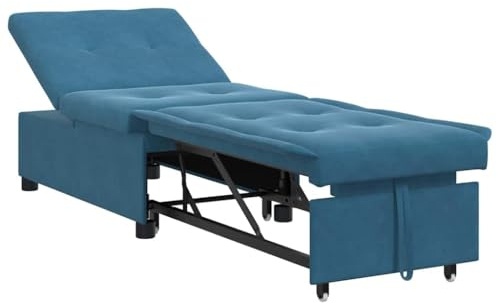 vidaXL Divano Letto Blu 194 x 67 x 82 cm Velluto, Soggiorno, Moderno, Divano Letto Convertibile, Seduta in Velluto di Lusso, Salvaspazio, Lounge Interiore Multifunzionale
