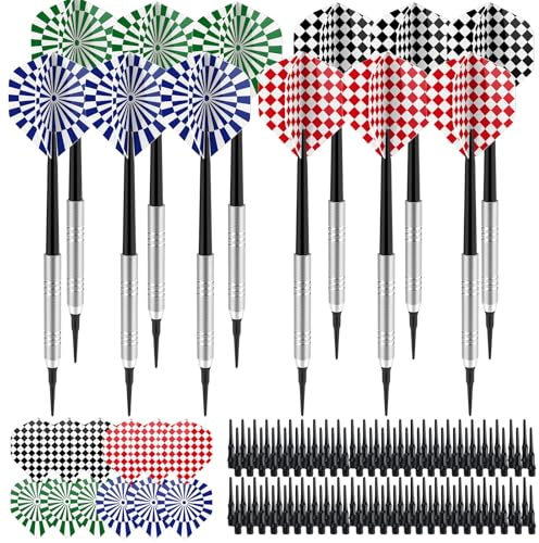 SUPERWSLING Set di 12 freccette con punta in plastica, frecce morbide con 24 tavole extra vola, 100 frecce intercambiabili, fusti in plastica stabili e flessibili