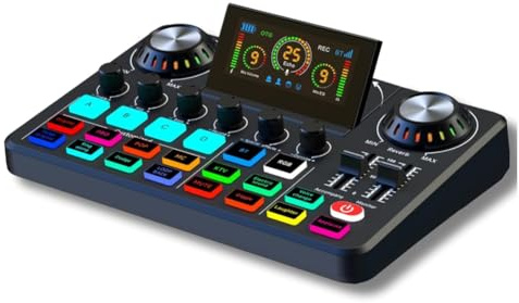 Jnchdghwa Scheda Audio Elettronica, Scheda Audio Live con Effetti Mixer DJ e Voce, Scheda Audio con RGB, Scheda Audio per Registrazione in Streaming Live, Attrezzatura per La Registrazione Musica
