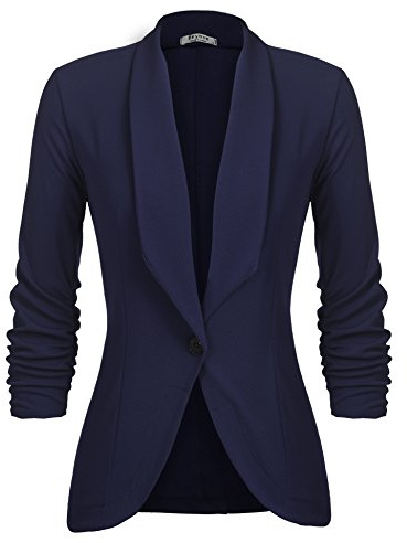 UNibelle Veste Blazer Femme Blazers Veste Blazers Manche 3/4 Casual Slim Un Bouton Bleu Marine,L