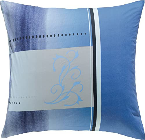Erwin Müller Kissenbezug, Kissenhülle Single-Jersey blau Größe 80x80 cm - anschmiegsame Qualität, bügelfrei, pflegeleicht, mit praktischem Reißverschluss (weitere Größen)