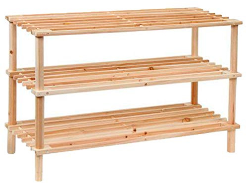 Acan Tradineur - Zapatero de Madera 3 Niveles. Estantería, Mueble Zapatero de Madera 3 Alturas Multiuso, Soporte para Zapatos, recibidor - 63 x 26 x 48,5 cm - Color Natural