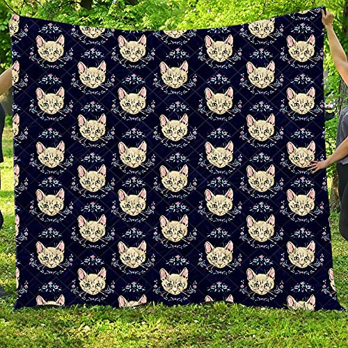Mateju Colcha Acolchada Colcha de Verano para Cama, Multiuso Edredón Manta de Dormitorio Suave y Cómoda Colchas para Primavera Cama Matrimonio Individual (Gato,150x130cm)