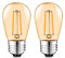 Suncan Bombilla LED Edison S14 E27, 2 W = 15 W, estilo vintage, cristal ámbar, blanco cálido 2700 K, ángulo de haz de 360°, no regulable, 2 unidades