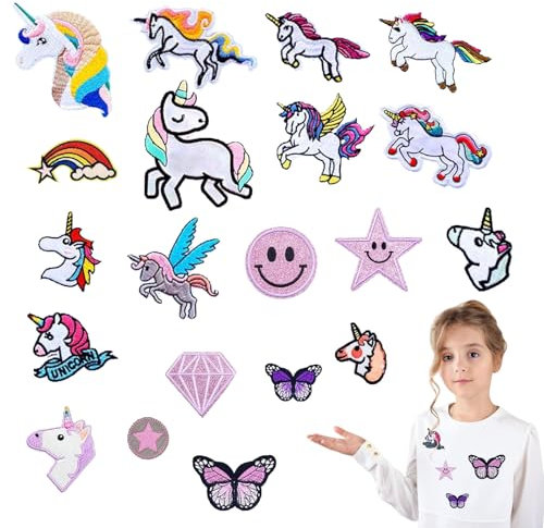 Guidre 20 Stück Flicken zum Aufbügeln, Bügelflicken Kinder, Bügelbilder für Textilien, Jeans Flicken zum Aufbügeln Innen, Kinder Bügel Patches Bügelaufkleber Für DIY T-Shirt Jeans Taschen Mützen