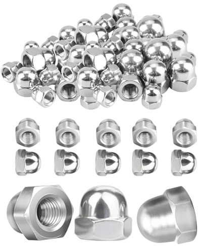 KGDUYC 50 pièces Écrou borgne en acier inoxydable – Écrous borgnes en acier inoxydable M6 Écrous borgnes à ajustement élevé pour vis, tiges filetées et boulons filetés