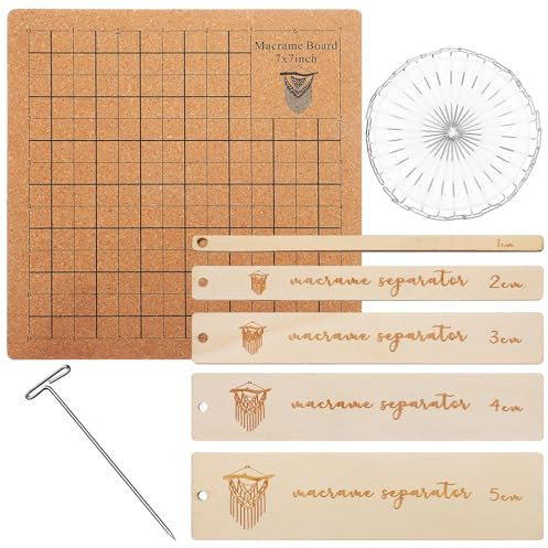 VILLCASE Makramee-Brett Set - Tragbares Flechtbrett Mit T-Nadeln Und Bedienungsanleitung 20.5 X 20.3 cm - Ideal Für Anfänger Und Kreative Bastelprojekte