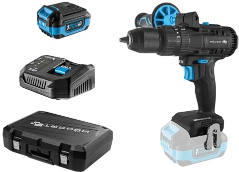 HÖGERT TECHNIK Bürstenloser Akku-Schlagbohrschrauber Set 18V, 80 Nm Drehmoment, 4,0 Ah Akku, 4A Ladegerät, LED-Beleuchtung, Metallgetriebe, Für Holz & Metall