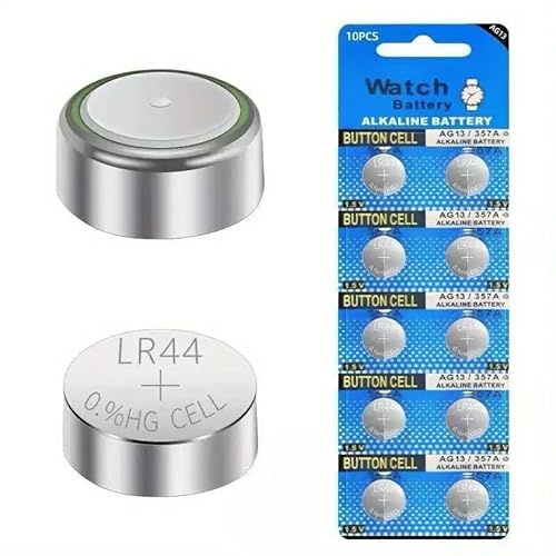 Sivitec 10 batterie alcaline a bottone AG13 LR44 A76 per orologio, 1,5 V (10 batterie)