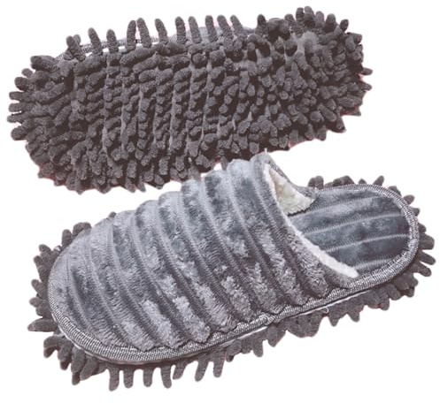 XJKLBYQ Unisex mikrofiber tofflor, golvrengöring mopp tofflor, avtagbara tvättbara moppskor, tysta mopptofflor för kvinnor män/storlek 42-44