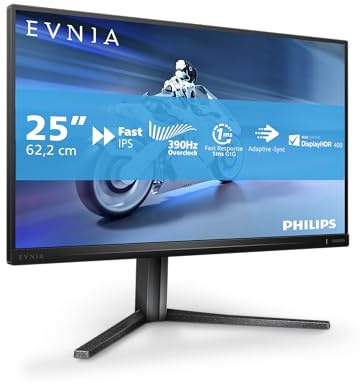 Philips Evnia 25M2N5200U – 25 Zoll Full HD Gaming Monitor, 360 Hz, 1 ms, FreeSync Premium, HDR400 (1920x1080, 2X HDMI 2.0, 1x DisplayPort 1.4, USB Hub) schwarz