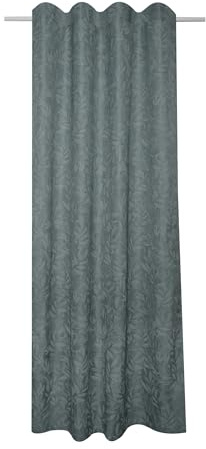 Sehlbach Tenda pronta con fettuccia, Motivo a foglie, Verde, 135 x 245 cm, Opaca, Traslucida, Certificato Oeko-Tex, Elegante oscillazione, Facile da appendere