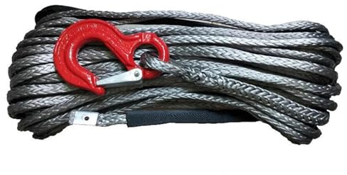 NKURTPC Cinghia di Traino Gancio del Cinghia di Traino Corda Sintetica per verricello da 16 mm x 30 Metri con Gancio per Accessori Fuoristrada elettrici ATV/UTV 4X4