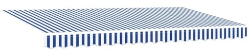 vidaXL Tenda da Sole Retrattile Manuale 4 x 2 m Blu e Bianco, con Struttura Antracite. Resistente all'Acqua e ai Raggi UV, Ideale per Creare Ombra nel Giardino. Braccioli Regolabili e Design Rigato.