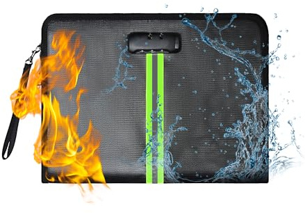 5200℉ Fireproof Document Bag, Fireproof Bag with Lock, Fireproof Document Organizer, Safes for Home Use Fire and Water Proof with Heat Insulated for Cash, Valuables, Documents-Black