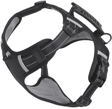 Arnés para perro, tiras reflectantes sin tirones, arnés de cuerda gruesa ajustable para ciclismo, senderismo, entrenamiento, camping, viajes y aseo, cómodo chaleco de seguridad para perros pequeños