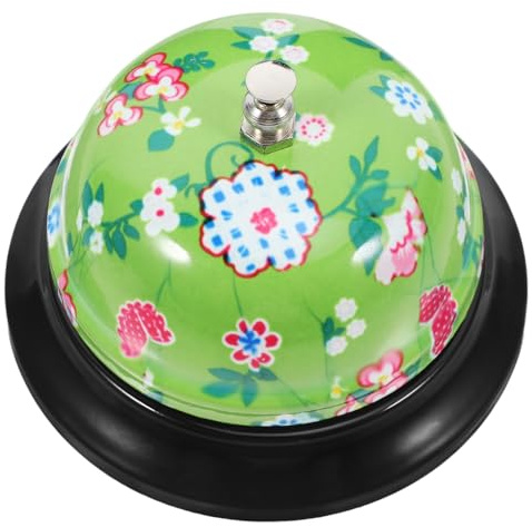 Mikikit Sonnette de Service Manuelle Imprimée Sonnette de Bar et Réception Cloche D’Appel Pratique pour Restaurant Bureau Cuisine Style Aléatoire Usage Multifonctionnel